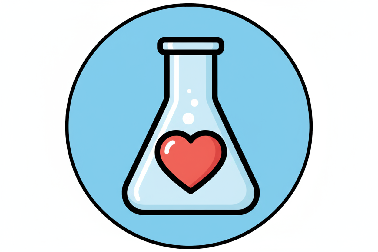 maybe more emoji like so a conical flask with a love heart
